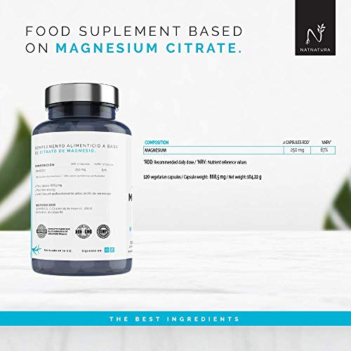 Magnesio elemental puro concentrado de alta biodisponibilidad. Mejora el funcionamiento de huesos, músculos y sistema nervioso. 120 cápsulas vegetales.