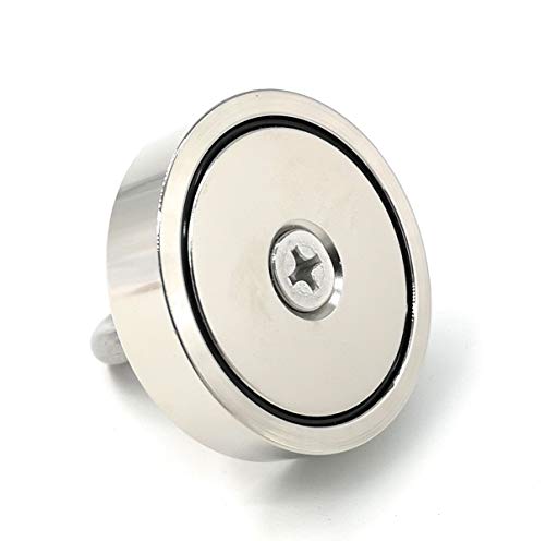 Magnetpro Imán de neodimio con ojales, 120 kg, imán de potencia, perfecto para pesca magnética, 60 mm de diámetro con ojales, imán de neodimio