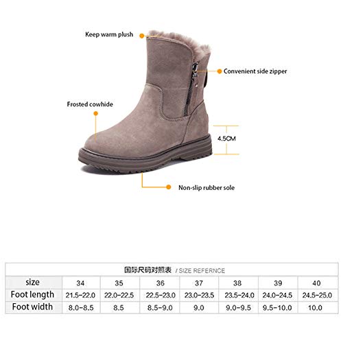 Magnifier Botas de Nieve cálidas de Invierno para Mujer, Botines Planos de Terciopelo con Deslizamiento Informal, Zapatos caseros para Caminar, Usar el Trabajo, Fiestas, Viajes,Negro,37