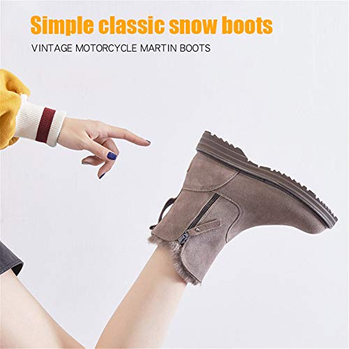 Magnifier Botas de Nieve cálidas de Invierno para Mujer, Botines Planos de Terciopelo con Deslizamiento Informal, Zapatos caseros para Caminar, Usar el Trabajo, Fiestas, Viajes,Negro,37