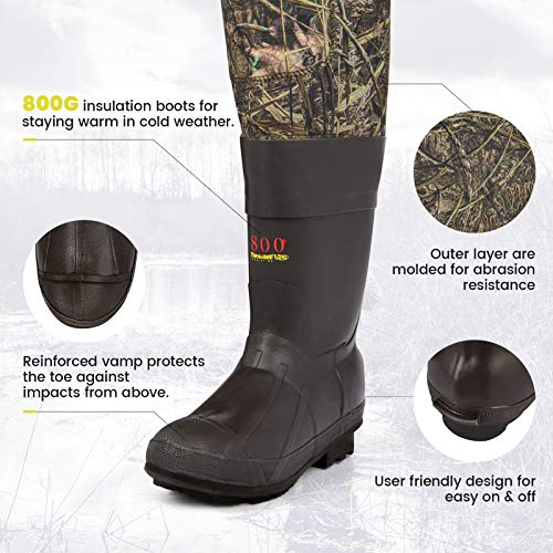 Magreel Vadeadores de pesca de neopreno con botas aislantes 800G para hombres y mujeres, vadeadores de camuflaje de pesca aislados 100% impermeables y transpirables para caza y pesca en hielo Magreel Vadeadores de pesca de neopreno con botas aislantes 800G para hombres y mujeres, vadeadores de camuflaje de pesca aislados 100% impermeables y transpirables para caza y pesca en hielo