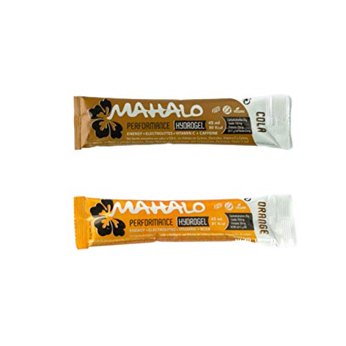 MAHALO PERFORMANCE CAFFEINE/BCAA HYDROGEL. 18 Sticks x 45 ml. Gel energético con Cafeína/BCAA, Carbohidratos, Electrolitos y Vitamina C.
