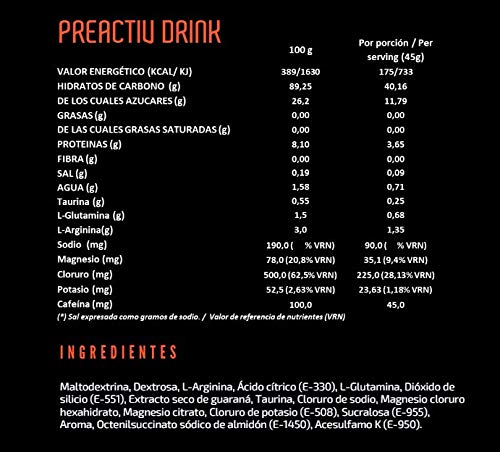 MAHALO PREACTIV DRINK BOX Monodosis 12 x 45 g. Fresa y Limón. Bebida isotónica completa para antes/durante la activ. física. Hidratación y Energía con Guaraná + Taurina + L-Glutamina + L-Arginina. MAHALO PREACTIV DRINK BOX Monodosis 12 x 45 g. Fresa y Limón. Bebida isotónica completa para antes/durante la activ. física. Hidratación y Energía con Guaraná + Taurina + L-Glutamina + L-Arginina.