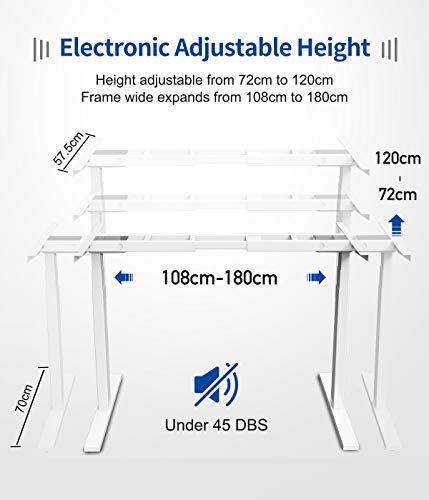 MAIDeSITe Mesa Ajustable Altura eléctrica Escritorio Regulable en Altura Motor Dual Escritorio de pie 4 Controlador de Memoria Digital Marco de Escritorio de pie con (Blanco)