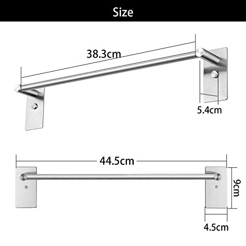 MaidMAX Toallero sin Taladro, Toallero Adhesivo para Baño, Barra de Toalla para Baño, Cocina, Porta Toallas, Acero Inoxidable 304, 44,5 cm (38,3 cm)