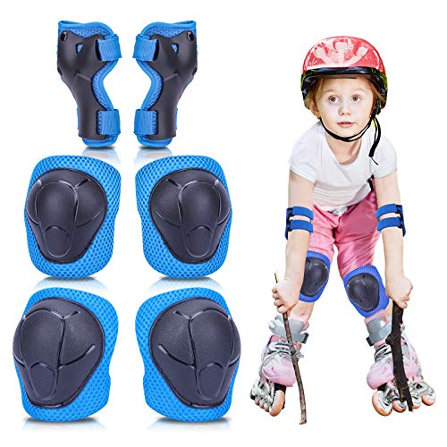 MAIGG Coderas y Rodilleras para niños con muñequeras, Equipo de protección para niños 6 en 1, con Correa Ajustable para de 3 a 8 años, multideportiva Ciclismo Scooter Ciclismo Patines Patinaje