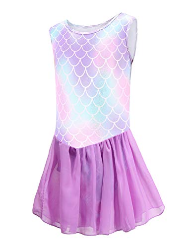 Maillot Ballet Niña Manga Corta Maillot Gimnasia Ritmica Leotardo de Gimnasia Clásico Elástico Body de Danza Baile Malla Ropa de Ballet