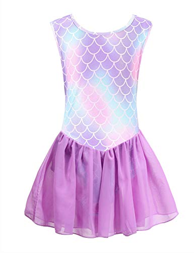 Maillot Ballet Niña Manga Corta Maillot Gimnasia Ritmica Leotardo de Gimnasia Clásico Elástico Body de Danza Baile Malla Ropa de Ballet