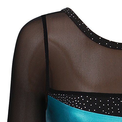 Maillot clásico de ballet de manga larga con leotardos para niño y niña, en negro con rayas, velero y malla, ideal como disfraz (2-15 años), niña, negro, (2-3 Años)