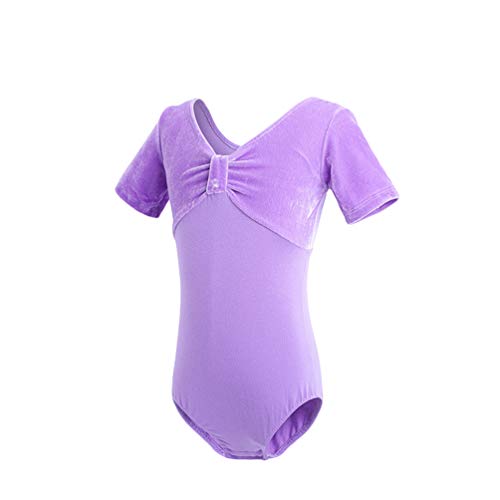 Maillot De Ballet Danza Para Niña Body Leotardo Gimnasia Púrpura claro(Estilo2) Altura:101-110CM