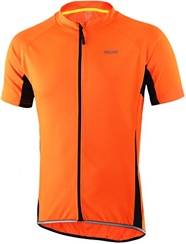 Maillot de ciclismo de manga corta para hombre, transpirable, con cremallera, secado rápido, para ciclismo, MTB, fitness, talla M, color naranja