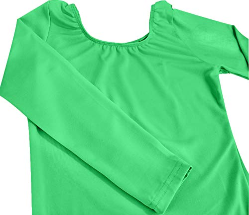 Maillot de Danza Ballet Gimnasia Leotardo Body Clásico Elástico para Mujer de Manga Larga Cuello Redondo (XXL, Verde)