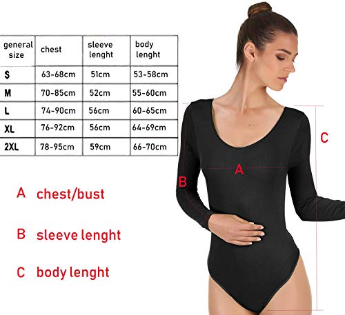 Maillot de Danza Ballet Gimnasia Leotardo Body Clásico Elástico para Mujer de Manga Larga Cuello Redondo (XXL, Verde) Maillot de Danza Ballet Gimnasia Leotardo Body Clásico Elástico para Mujer de Manga Larga Cuello Redondo (XXL, Verde)