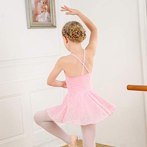 Maillot de Danza Vestido de Ballet con Falda de Estrellas de Gasa para niñas