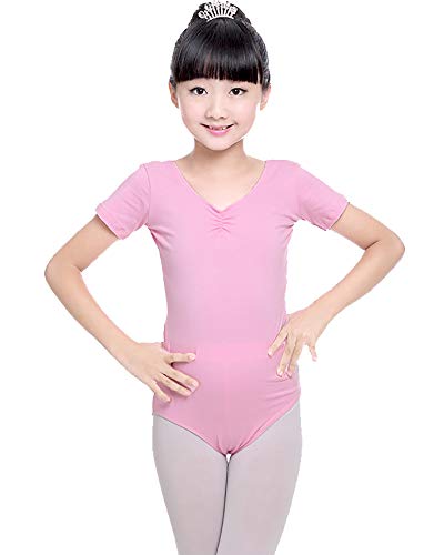 Maillots Maillot de Danza Gimnasia Leotardo Estirable de Ballet Body de Manga Corta Modelo Clásico para Niñas