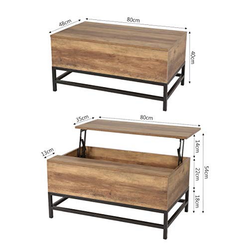 MAIMAITI Mesa de Centro elevable,para Sala de Estar y Dormitorio，L48 * A80 * AS40-54CM Estilo Moderno (Madera)