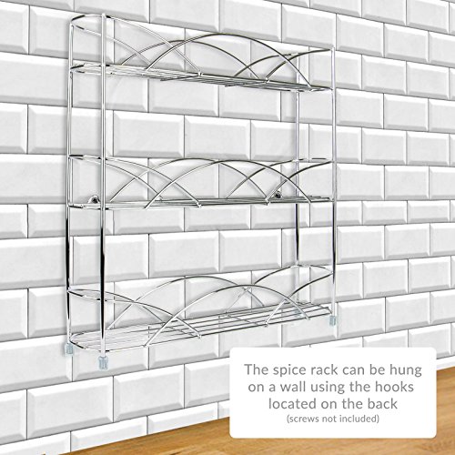 Maison & White | Organizador de racks de hierbas y especias de 3 niveles | Diseño moderno antideslizante independiente | Diseño universal | Solución de almacenamiento de cocina y despensa| Cromo Maison & White | Organizador de racks de hierbas y especias de 3 niveles | Diseño moderno antideslizante independiente | Diseño universal | Solución de almacenamiento de cocina y despensa| Cromo