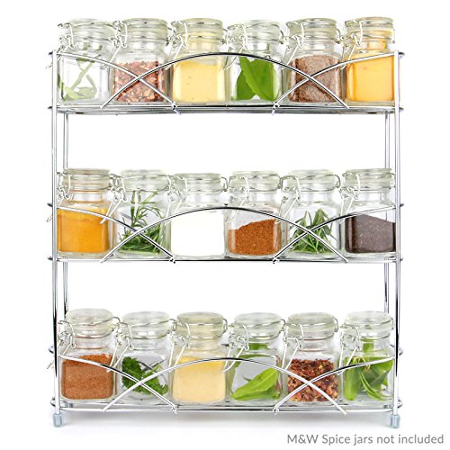 Maison & White | Organizador de racks de hierbas y especias de 3 niveles | Diseño moderno antideslizante independiente | Diseño universal | Solución de almacenamiento de cocina y despensa| Cromo Maison & White | Organizador de racks de hierbas y especias de 3 niveles | Diseño moderno antideslizante independiente | Diseño universal | Solución de almacenamiento de cocina y despensa| Cromo