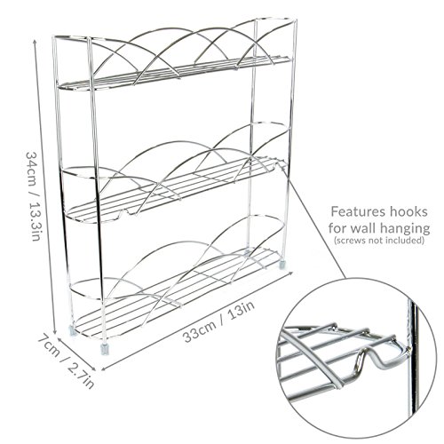 Maison & White | Organizador de racks de hierbas y especias de 3 niveles | Diseño moderno antideslizante independiente | Diseño universal | Solución de almacenamiento de cocina y despensa| Cromo Maison & White | Organizador de racks de hierbas y especias de 3 niveles | Diseño moderno antideslizante independiente | Diseño universal | Solución de almacenamiento de cocina y despensa| Cromo