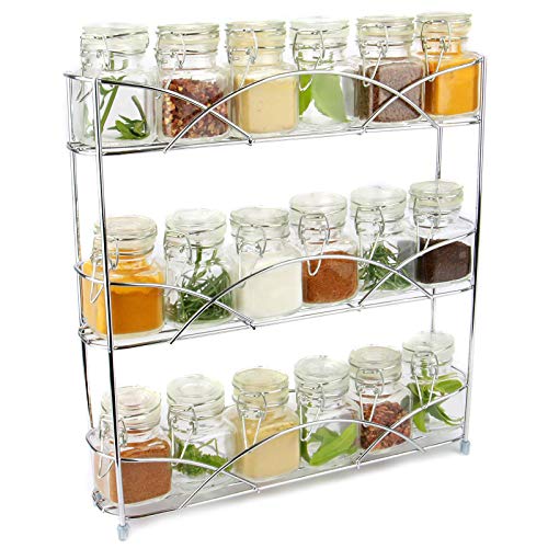 Maison & White | Organizador de racks de hierbas y especias de 3 niveles | Diseño moderno antideslizante independiente | Diseño universal | Solución de almacenamiento de cocina y despensa| Cromo Maison & White | Organizador de racks de hierbas y especias de 3 niveles | Diseño moderno antideslizante independiente | Diseño universal | Solución de almacenamiento de cocina y despensa| Cromo