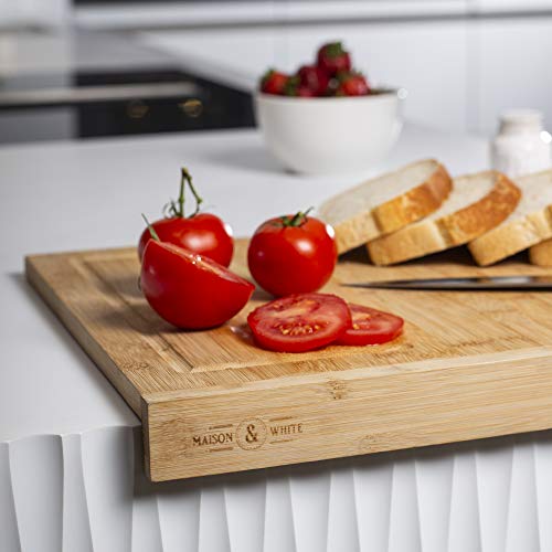 Maison & White Tabla de cortar de bambú de borde contrario | Asegurar tabla de cortar de madera de cocina | 100% natural, bambú duradero Maison & White Tabla de cortar de bambú de borde contrario | Asegurar tabla de cortar de madera de cocina | 100% natural, bambú duradero