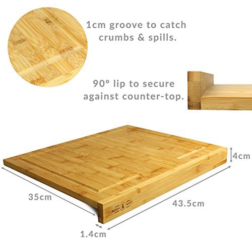 Maison & White Tabla de cortar de bambú de borde contrario | Asegurar tabla de cortar de madera de cocina | 100% natural, bambú duradero