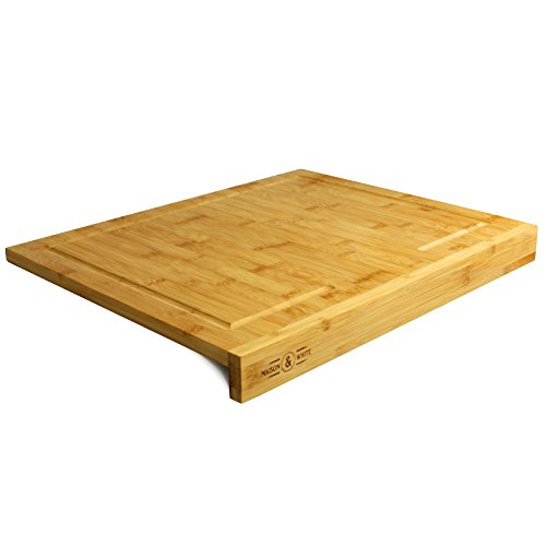 Maison & White Tabla de cortar de bambú de borde contrario | Asegurar tabla de cortar de madera de cocina | 100% natural, bambú duradero
