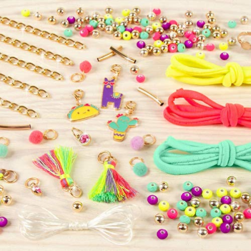 Make It Real-Las Cadenas y los encantos Neo-Brite.Cadena de Oro de Bricolaje Pulsera del Encanto Que Hace el Kit para Las niñas.Artes y Oficios Kit para Crear Pulseras con Cuentas