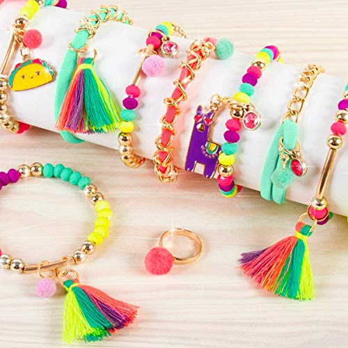 Make It Real-Las Cadenas y los encantos Neo-Brite.Cadena de Oro de Bricolaje Pulsera del Encanto Que Hace el Kit para Las niñas.Artes y Oficios Kit para Crear Pulseras con Cuentas