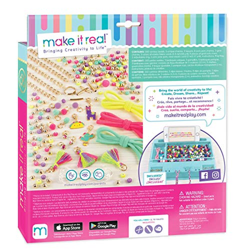 Make It Real-Las Cadenas y los encantos Neo-Brite.Cadena de Oro de Bricolaje Pulsera del Encanto Que Hace el Kit para Las niñas.Artes y Oficios Kit para Crear Pulseras con Cuentas