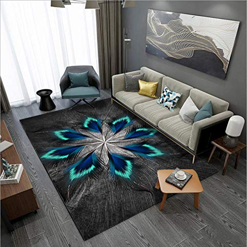 makeups17 alfombras Modernas Grandes Alfombra Interior Y Exterior fácil Mantenimiento Ideal para salón, Cocina,Plumas Negro Gris Azul Turquesa 200X300CM(6.6ft x 9.8ft) makeups17 alfombras Modernas Grandes Alfombra Interior Y Exterior fácil Mantenimiento Ideal para salón, Cocina,Plumas Negro Gris Azul Turquesa 200X300CM(6.6ft x 9.8ft)