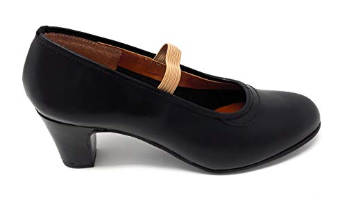 MALACA M-10 Box, Zapato Baile Flamenca Profesional para Mujer de Piel con Clavos en Puntera y tacón. (41 EU, Negro)