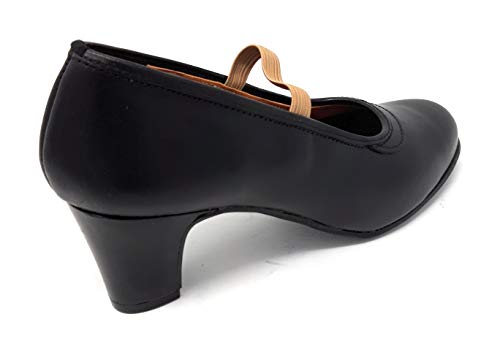 MALACA M-10 Box, Zapato Baile Flamenca Profesional para Mujer de Piel con Clavos en Puntera y tacón. (41 EU, Negro)