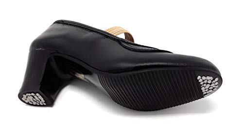 MALACA M-10 Box, Zapato Baile Flamenca Profesional para niña de Piel con Clavos en Puntera y tacón. (29 EU, Negro)