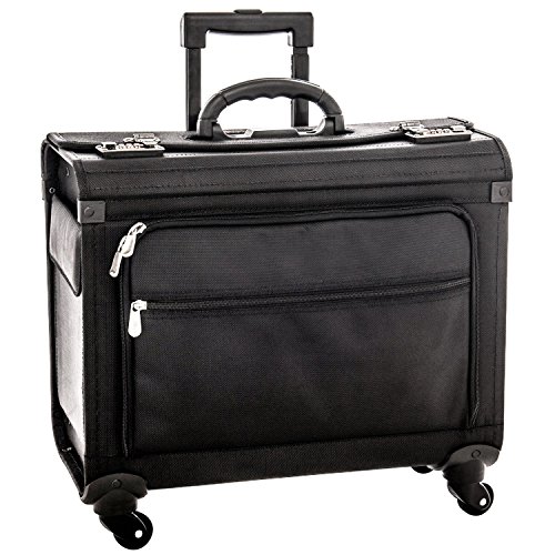 Maleta Maletin de Piloto Poliéster Negro con Trolley 4 Ruedas Maleta Maletin de Piloto Poliéster Negro con Trolley 4 Ruedas