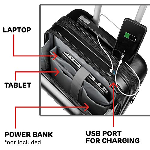 Maletas de Viaje de Cabina 55x40x20 con USB de Carga Equipaje de Mano Trolley rigida 4 Ruedas giratorias 360º candado TSA Maleta Ryanair, Grandes Resistentes Sulema