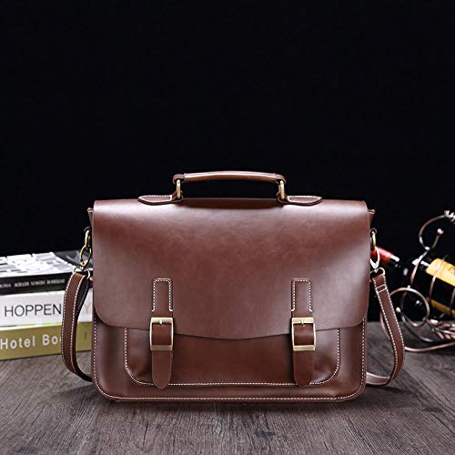 Maletín De Cuero Maletín Hombre Maletín Portátil Cross Section Retro Bag One Hombro Hombres Diagonal Multifunción Business Marrón