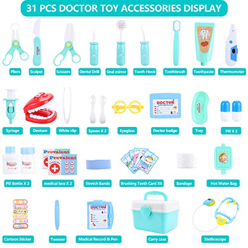 Maletín Doctor, joylink 31 Piezas Doctora Juguetes Cuadro Médico Conjunto Médico Kit Juego Rol Maletín Doctor, joylink 31 Piezas Doctora Juguetes Cuadro Médico Conjunto Médico Kit Juego Rol