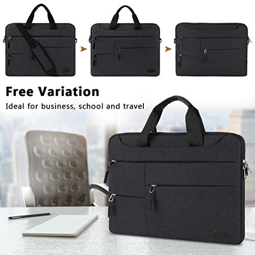 Maletin Ordenador Portatil 15,6 Pulgadas Hombre Mujer Bolso Bandolera Impermeable para portátiles Protectora Compatible Trabajo Grande Bolsa Gris Negro