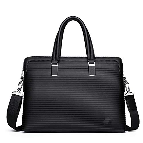 Maletín para Hombre Cross Sección Moda Rayas Bolsa De Negocios Nueva Personalidad De Gran Capacidad Bolsa De Ordenador Salvaje Ocio Hombro Mensajero Bolsa Negro