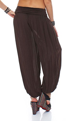 Malito Bombacho Aladin Harem Pantalón Boyfriend Baggy Yoga 1482 Mujer Talla Única (marrón Oscuro)