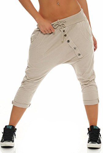 Malito Corto Boyfriend Pantalón con el botón 8015 Mujer Talla Única (Beige)