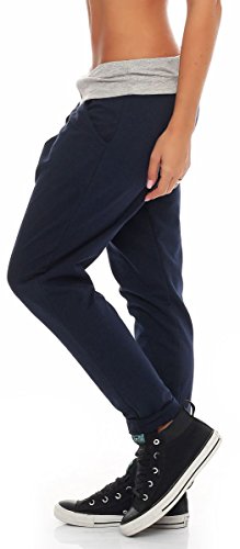 Malito Envolver Pantalón Boyfriend Torcedura Baggy Aladin Bombacho Sudadera 3318 Mujer Talla Única (Azul Oscuro)