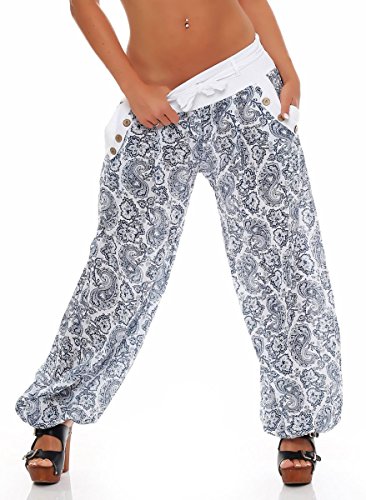 Malito Harem Pantalón con Orient Print Boyfriend Aladin Bombacho Sudadera Baggy Yoga 3488 Mujer Talla Única (Blanco) Malito Harem Pantalón con Orient Print Boyfriend Aladin Bombacho Sudadera Baggy Yoga 3488 Mujer Talla Única (Blanco)