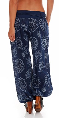 Malito Harem Pantalón con Veraniego Print Boyfriend Aladin Bombacho Sudadera Baggy Yoga 3481 Mujer Talla Única (Azul Oscuro)