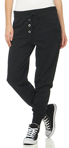 Malito Mujer Harem Pantalón en el clásico Design Aladin Baggy Bombacho Yoga 8021 (Negro)