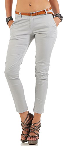 Malito Pantalones-Capri con Cinturón por imitación Chino-Pantalones 5388 Mujer (S, Gris Claro) Malito Pantalones-Capri con Cinturón por imitación Chino-Pantalones 5388 Mujer (S, Gris Claro)