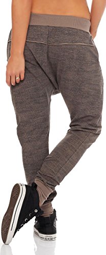 Malito Pantaloni Boyfriend en el „Tejer“ Design Baggy Aladin Bombacho Sudadera 7398 Mujer Talla Única (Fango)