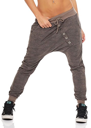 Malito Pantaloni Boyfriend en el „Tejer“ Design Baggy Aladin Bombacho Sudadera 7398 Mujer Talla Única (Fango)