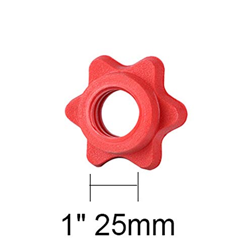 Maliwan Mancuernas estándar de barra giratoria, tuerca hexagonal antideslizante de 25 mm para levantamiento de pesas (plástico, rojo)